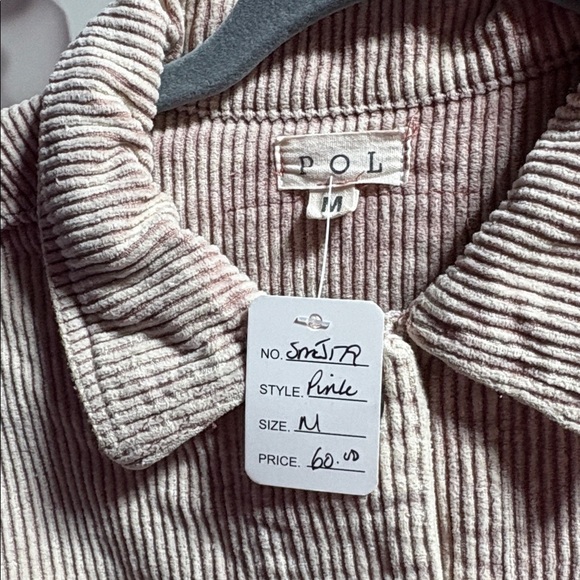 Distressed Corduroy Crop Denim Jacket- powder, Rose - Picture 6 of 9